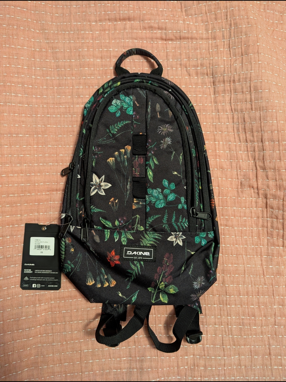 Dakine Black Floral Mini Backpack - Black/Green Floral